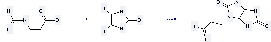 β-Alanine, N-(aminocarbonyl)- can be used to produce 3-(2,5-dioxo-hexahydro-imidazo[4,5-d]imidazol-1-yl)-propionic acid with 4,5-dihydroxy-imidazolidin-2-one